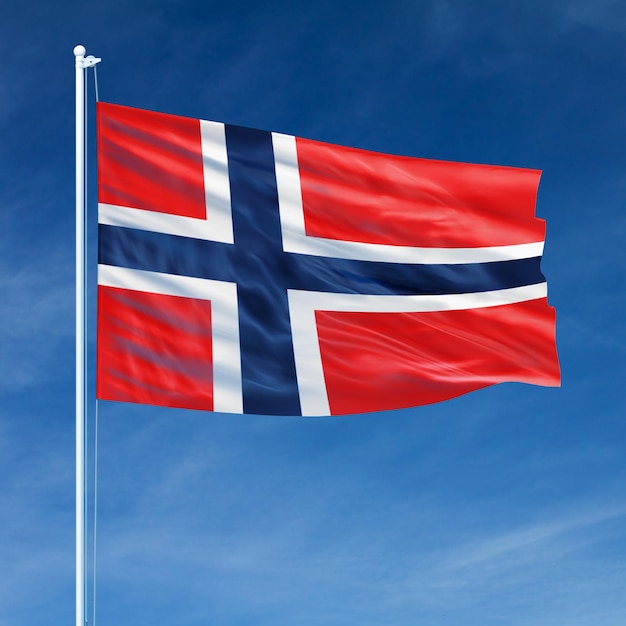 写真 ノルウェー国旗フライング
