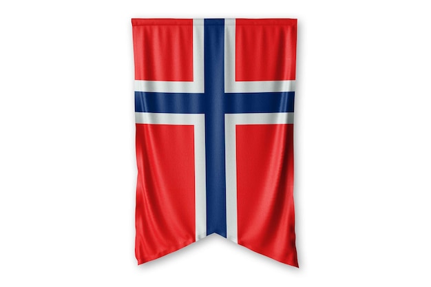 norway flag hang on a white wall background image