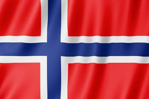 Norway flag waving in the wind.