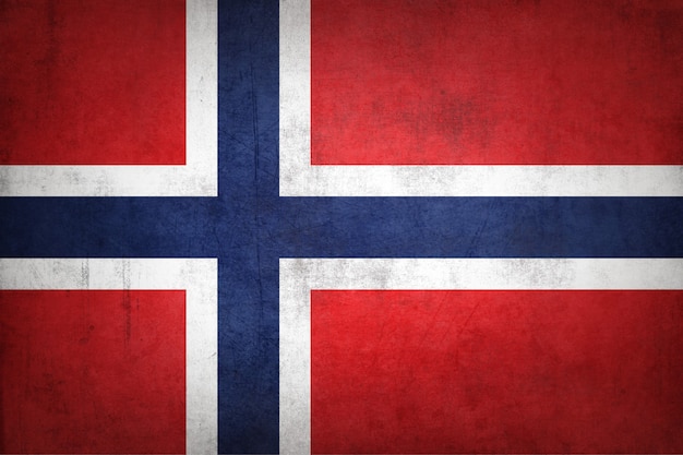 Флаг Норвегии с текстурой гранж.