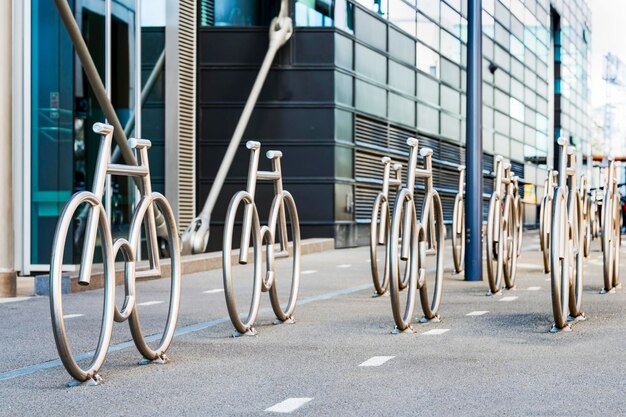 Norway, Oslo, Bjorvika, modern architecture, dock area, barcode houses, bicycle stand