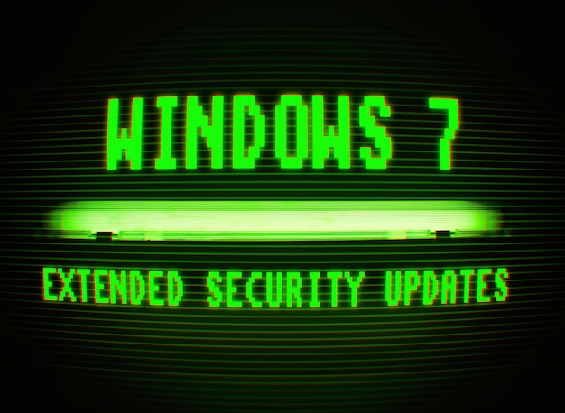 Photo norway, oslo, january 8, 2020: windows 7 eol extended security updates