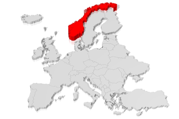 Foto norvegia selezionata sulla mappa dell'europa