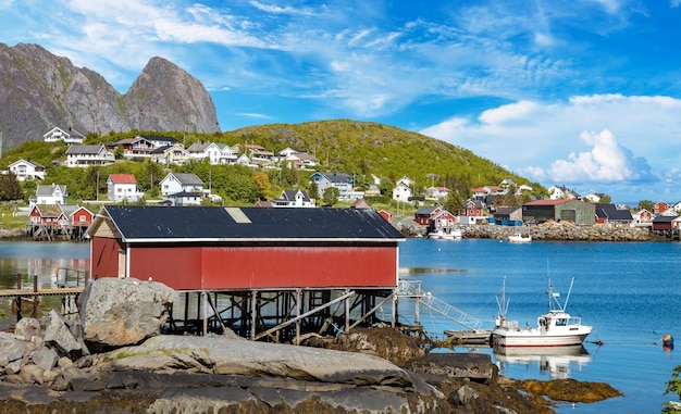 Norwegian boathouse Lofoten islands in the county of Nordland Norway