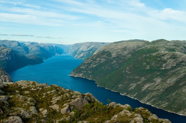 Norwegian fjord landscape in the summer