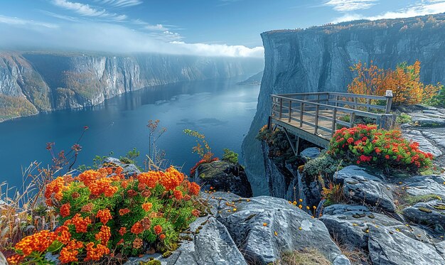 Photo norwegian fjord scenic viewpoint