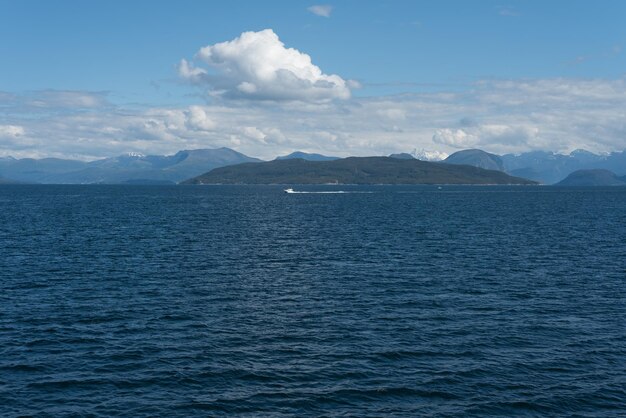 Norwegian landscape in blue tones