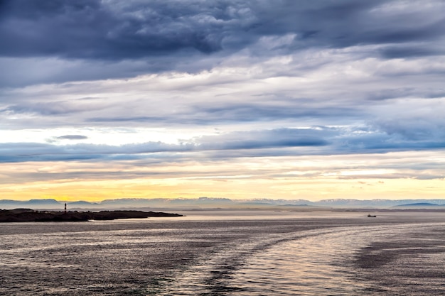 Norwegian landscape: The North Sea and lighthouse