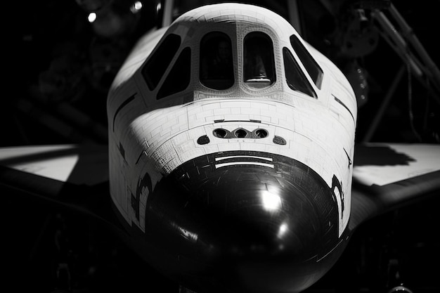 Photo nose of space shuttle in garage
