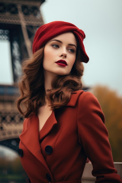 Фото Ностальгия по старому парижу красивая француженка возле эйфелевой башни