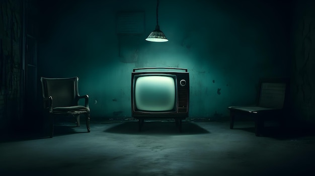 Premium AI Image | Nostalgia takes over with an old TV illuminating a