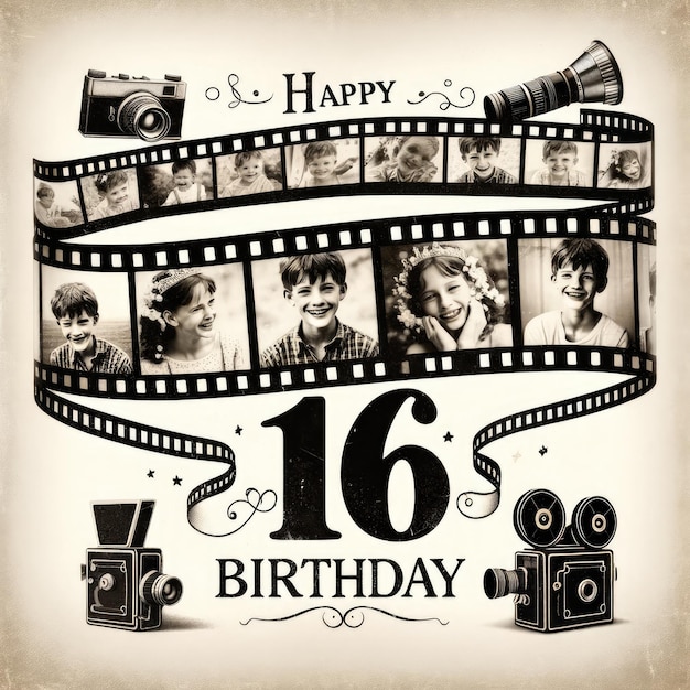 Photo nostalgic 16th birthday filmstrip timeline