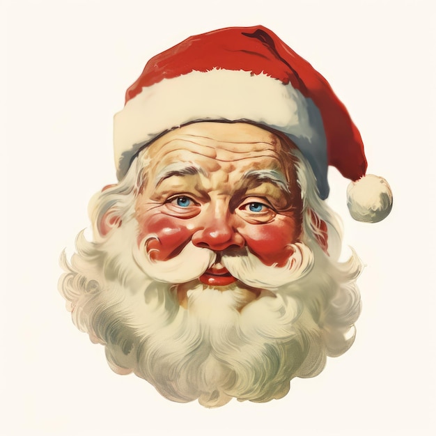 Nostalgic 1940s Santa Claus Reminiscing the Festive Spirit Against a White Background