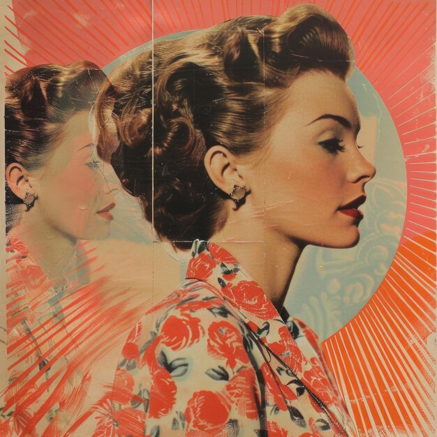 Фото Ностальгический коллаж 1950-х годов - яркая мозаика воспоминаний середины века, сочетающая в себе ретро-эстетику и винтажное очарование, захватывающая дух знаковой эпохи в динамическом визуальном гобелене.