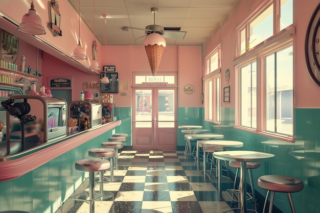 Nostalgic charm of retro ice cream parlors