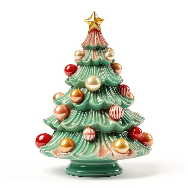 Nostalgic Christmas tree vintage toy ornament isolated on white background