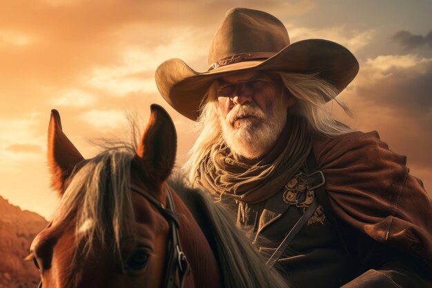 Foto nostalgico ritratto di banner di cowboy generare ai