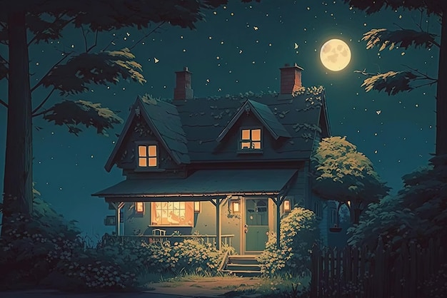 Nostalgic cozy 90s culdesac in ghibli art