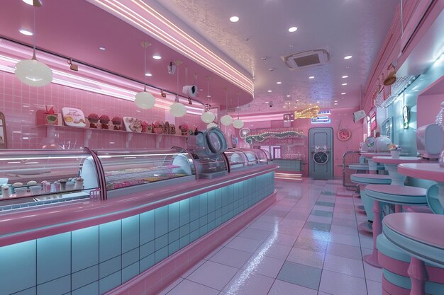 Photo nostalgic ice cream parlors serving sweet treats o