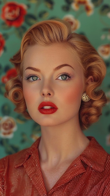 Nostalgic portrait from the 1950s capturing the essence of a bygone era evoking the charm and elegance of midcentury aesthetics in a timeless visual depiction