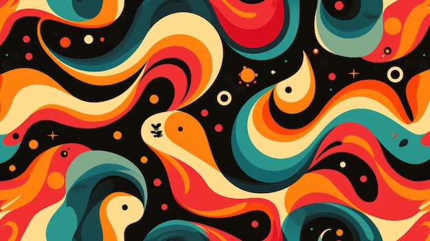 Nostalgic retro patterns showcase vibrant colors and repetitive designs for a timeless appeal