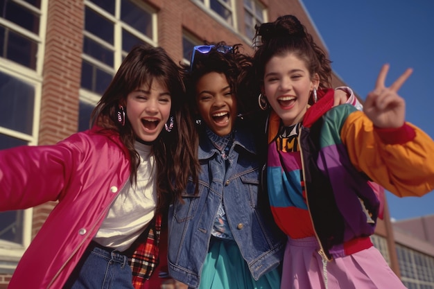 Nostalgic school days a vibrant glimpse into the 1990s with schoolchildren and teenagers capturing the essence of youth culture education friendships and iconic fashion