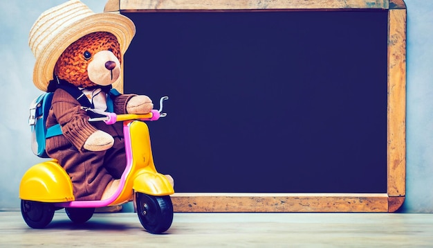 Ностальгический школьный приключенческий ретро-игрушечный мишка Тедди и винтажный педальный самокат «Захватите очарование»