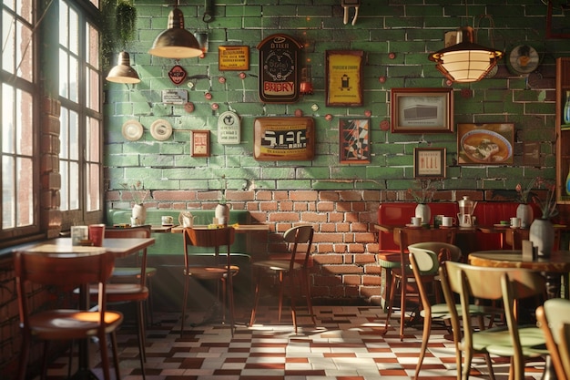 Nostalgische vintage cafés met retro-inrichting