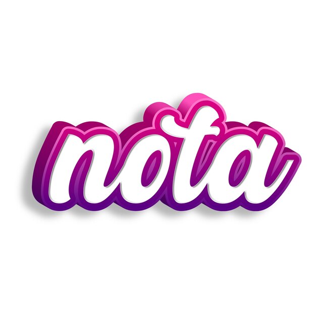 nota typography 3d design yellow pink white background photo jpg