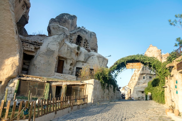 Notables sites Bronze Age homes in the town of Goreme Cappadocia Anatolia Turkey Asia Minor Eurasia