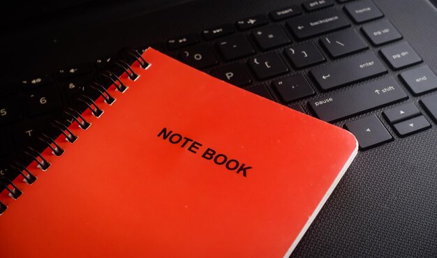 Photo note book on the keyboard