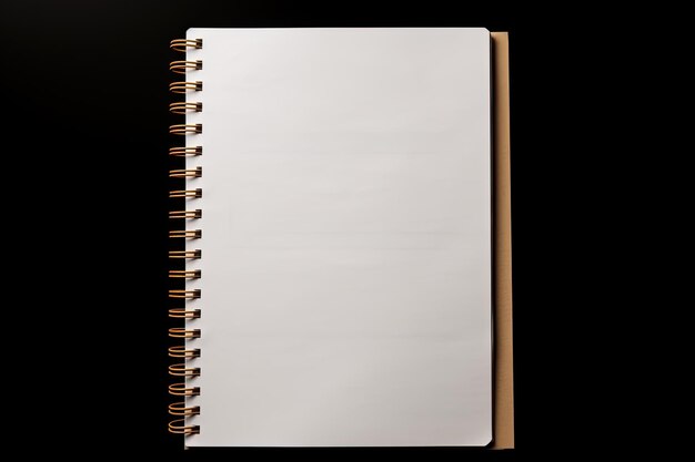 Note book and pages isolated on black background