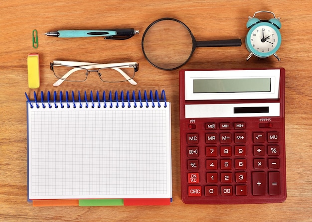 Notebook and calculator