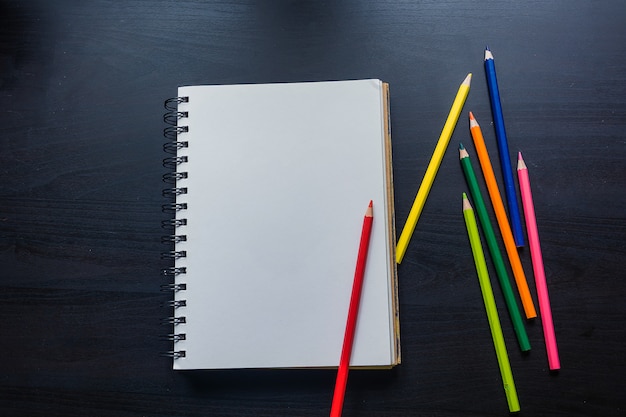 Notebook on the desk, Heart drawing on the notebook