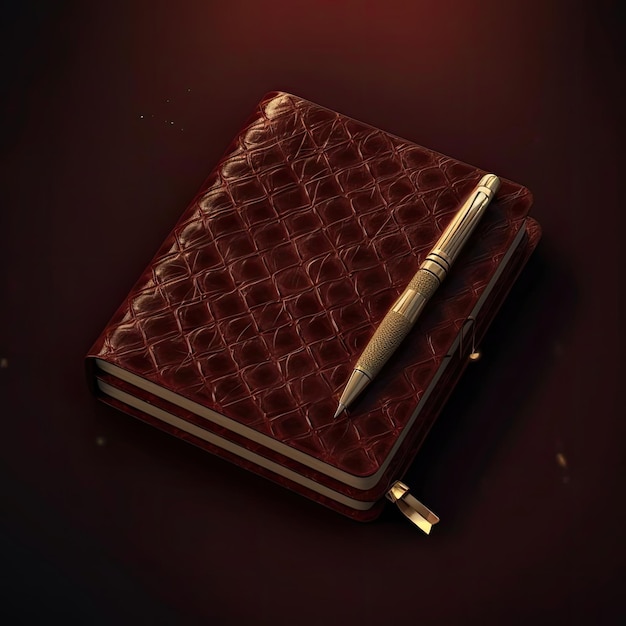 Notebook en pen op een donkere achtergrond
