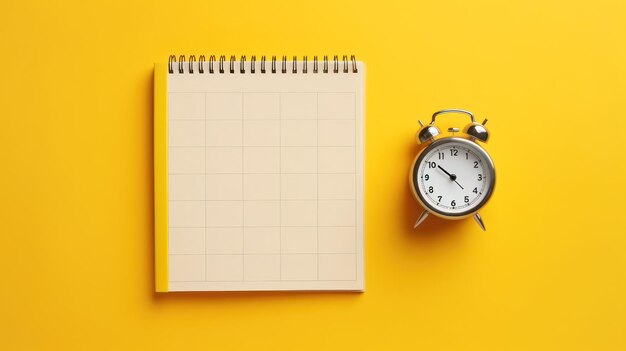 Notebook met datum gele achtergrond AI gegenereerde afbeelding