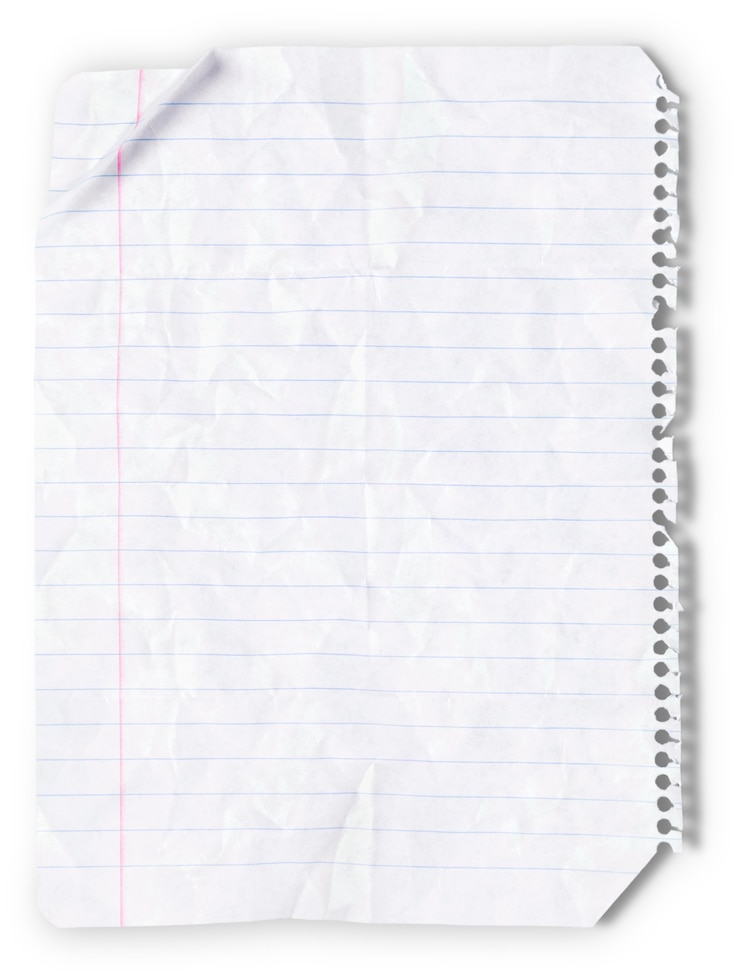 Photo notebook paper wrinkled - wide rule (100% view)