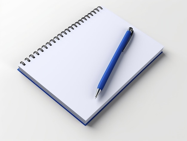 notebook and pen isolated on white background