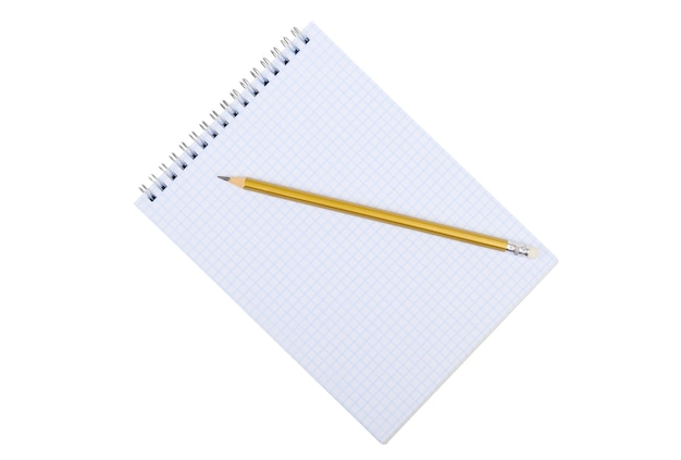 Notebook and pencil isolated