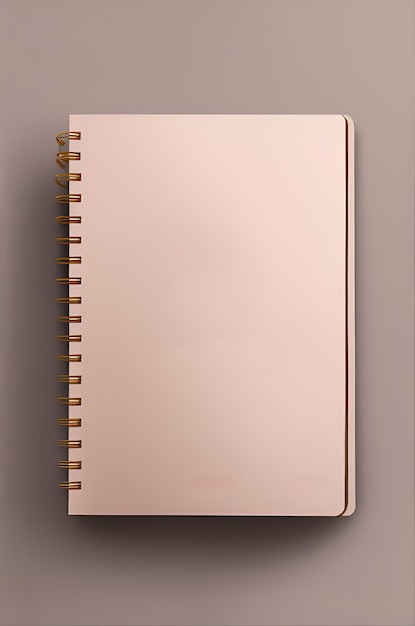 Notebook pink on a light background top view Place for text