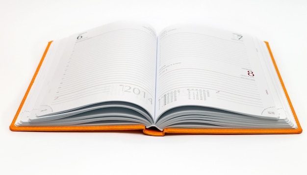 Notebook on a white background, close-up