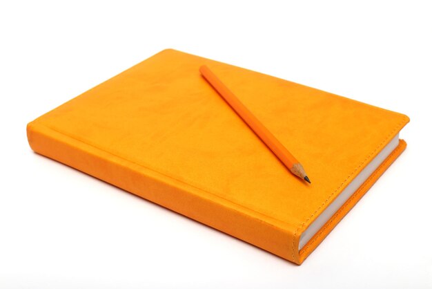 Notebook on a white background, close-up