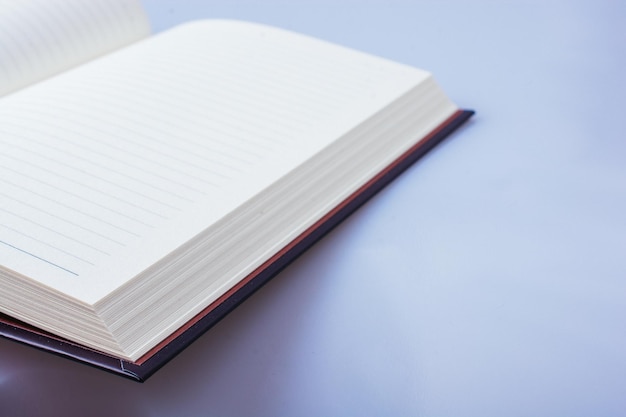 notebook on a white color background in view