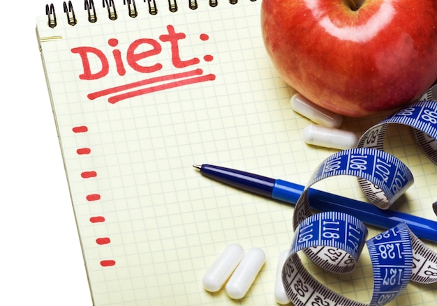 Notebook with diet plan