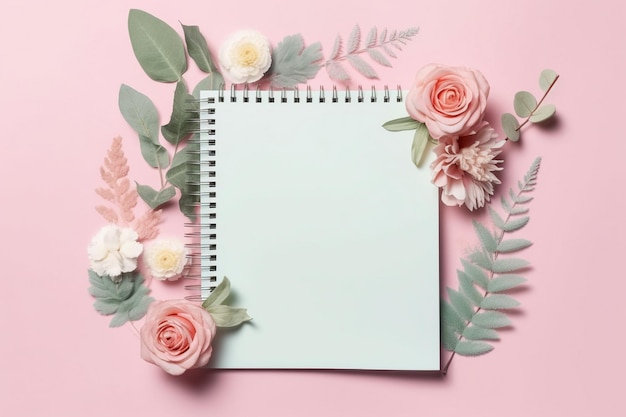 A notebook with a floral pattern on it