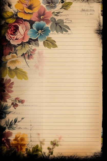 Photo a notebook with flowers on it