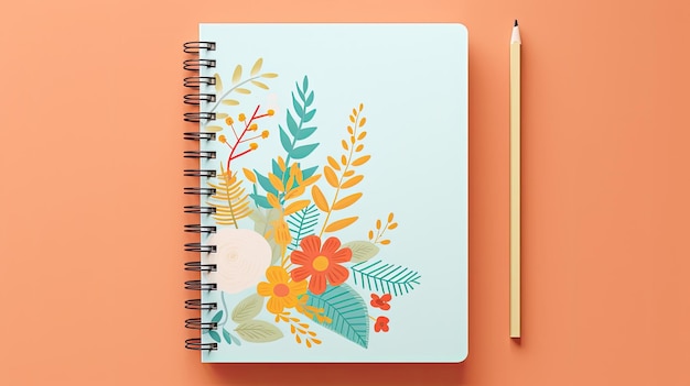 a notebook with a pencil and a pencil on it.