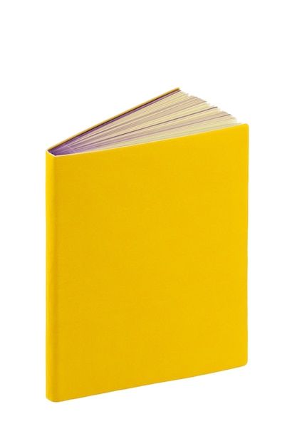 Photo notebook with yellow cover book layout isolate on a white background