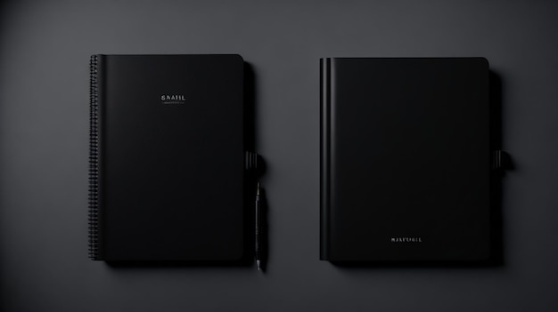 Notebooks mockup with black element on black background