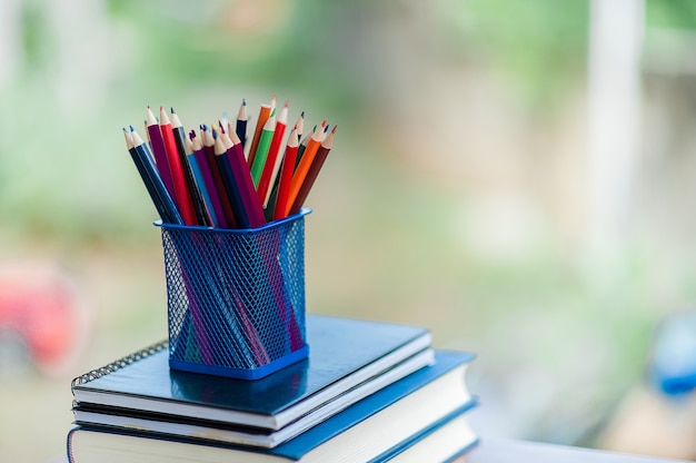 Notebooks and pencils